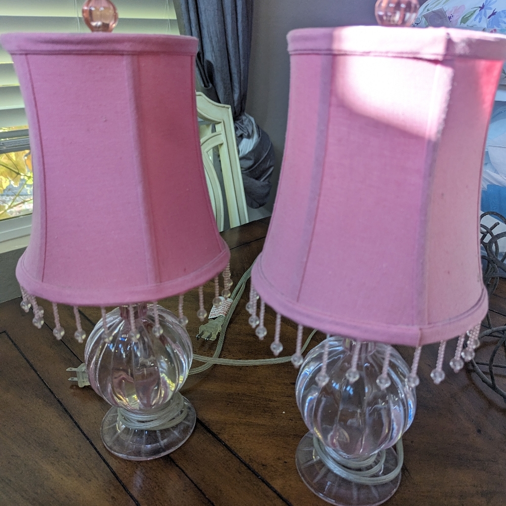 Pottery barn teen pink lamps